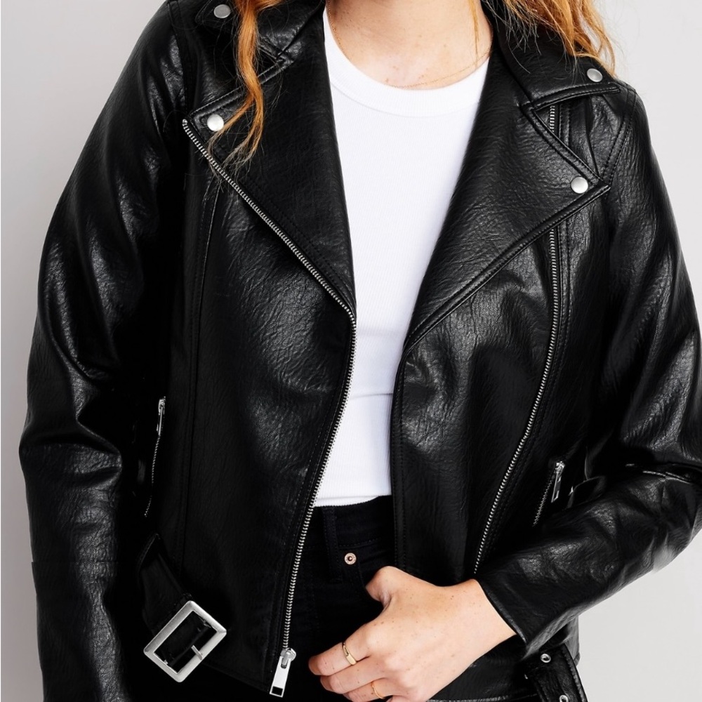 Old Navy Women's Classic Black Leather Jacket